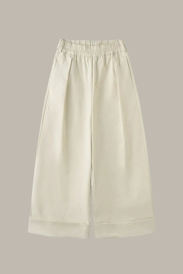 SELINA-Twill Cotton wide leg trousers