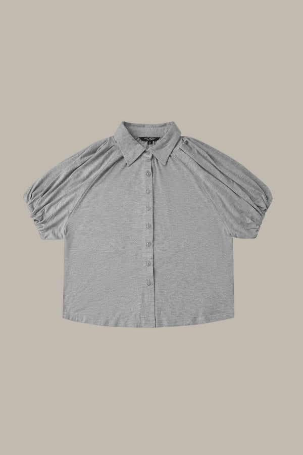 JULIETTE-Tencel Jersey collared short sleeve shirt