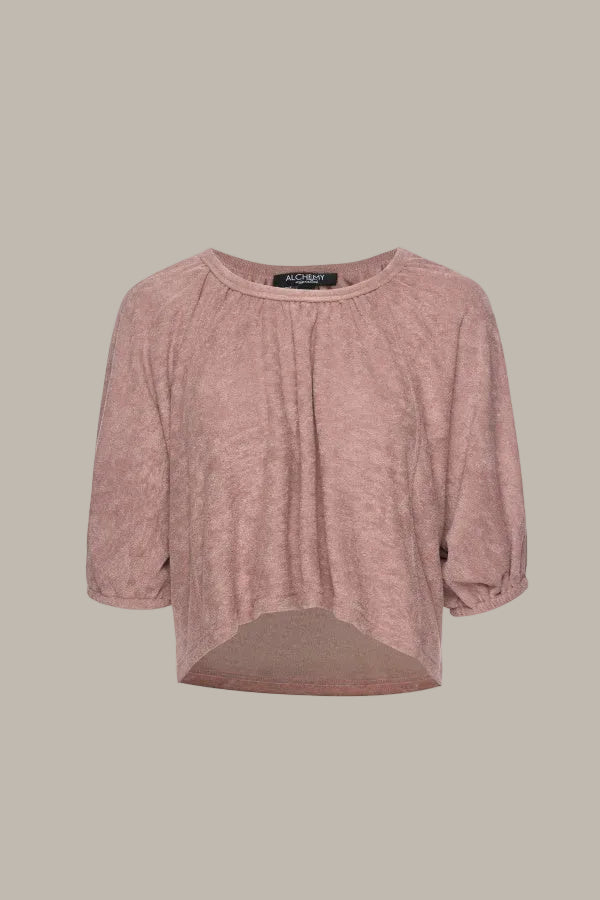 KEIRA-CLOUD Terry-cotton 3/4 sleeve top