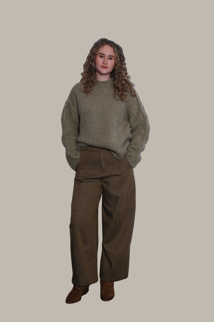 ABIGAIL-Cotton mix barrel leg trousers