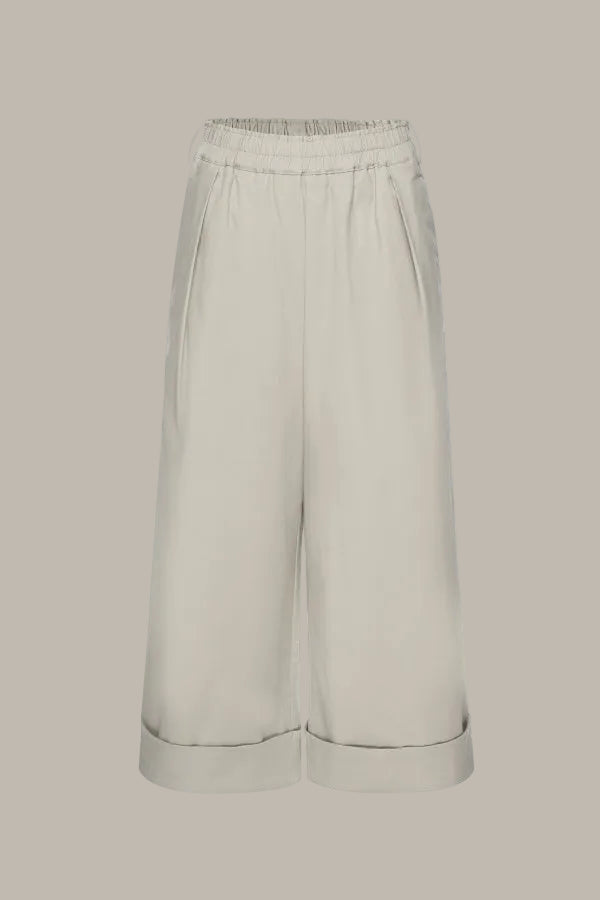 SELINA-Twill Cotton wide leg trousers