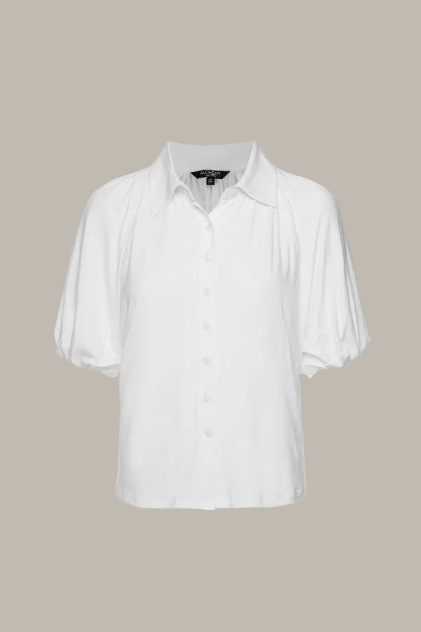 JULIETTE-Tencel Jersey collared short sleeve shirt