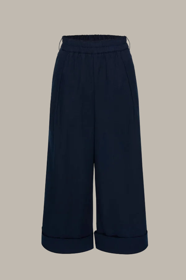 SELINA-Twill Cotton wide leg trousers