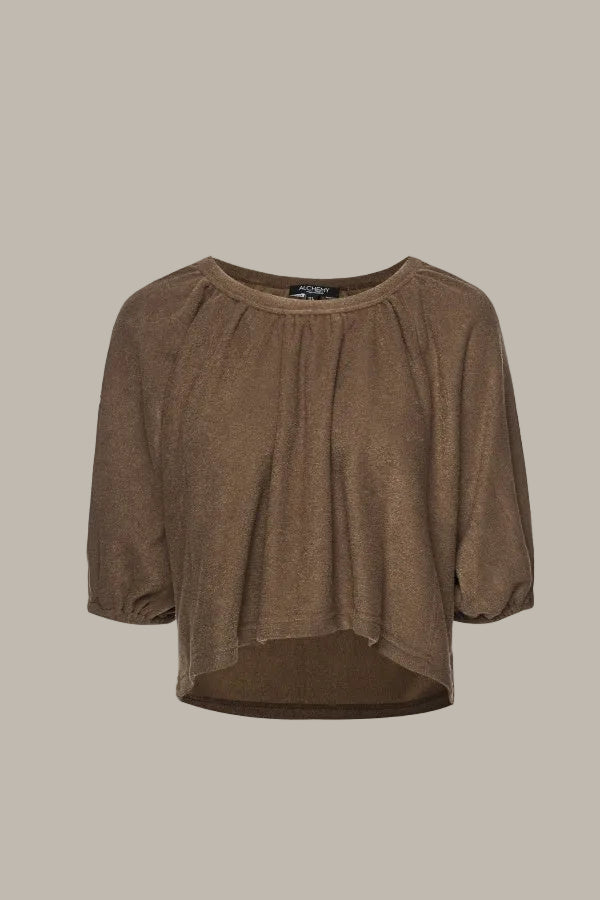 KEIRA-CLOUD Terry-cotton 3/4 sleeve top