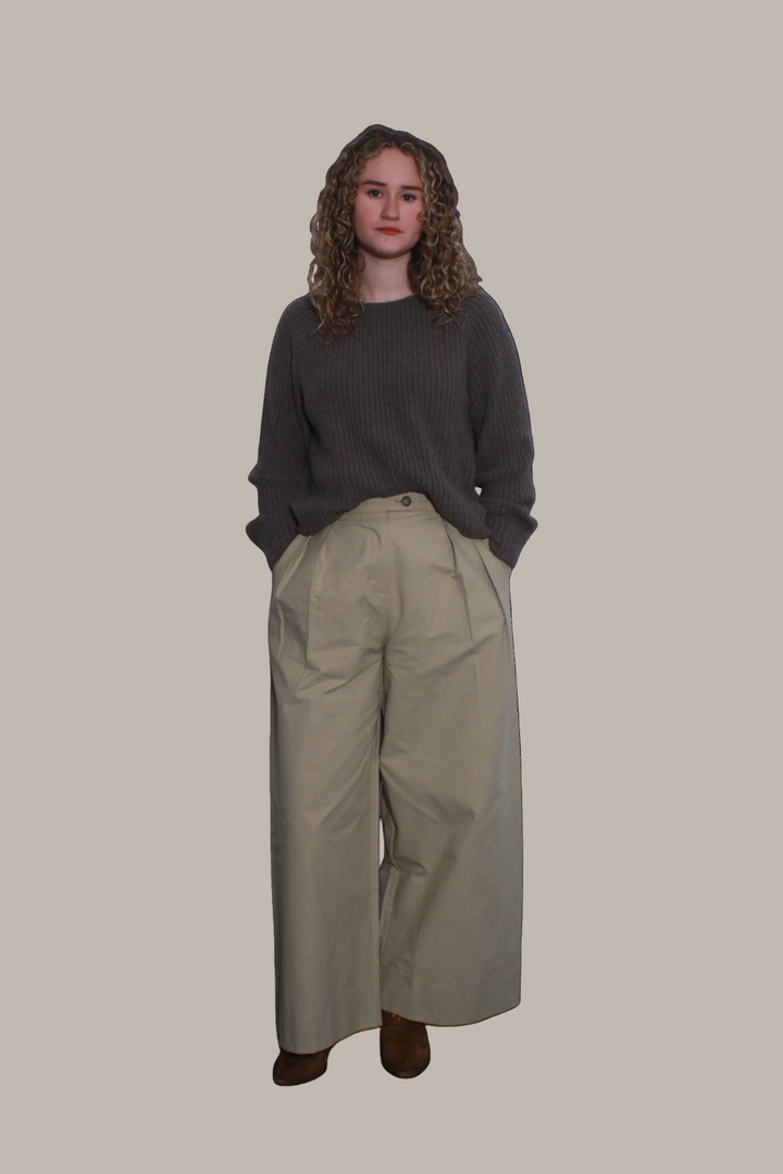 KRISSY-Cotton/Tencel blend wide leg chinos