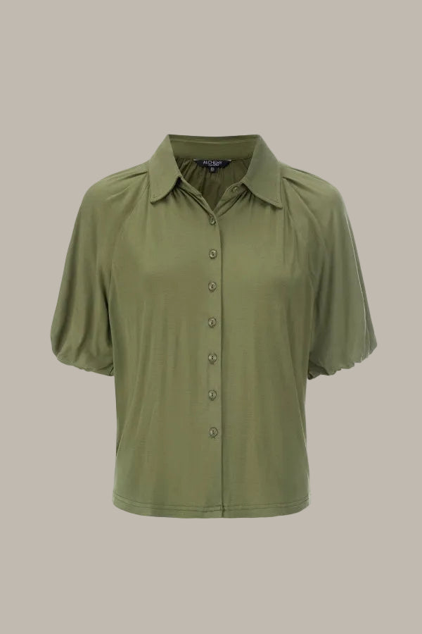 JULIETTE-Tencel Jersey collared short sleeve shirt
