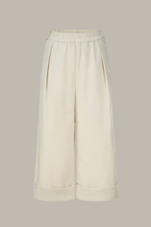 SELINA-Twill Cotton wide leg trousers