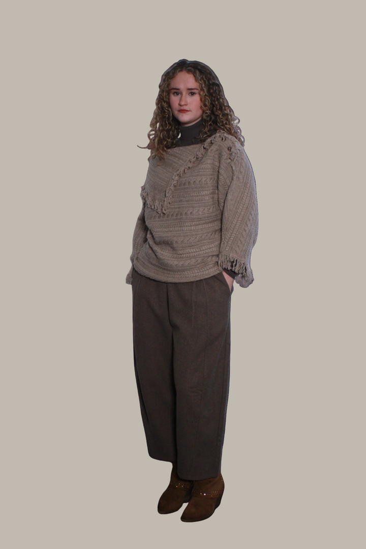 PAIGE-Viscose mix wide leg pleated trouser