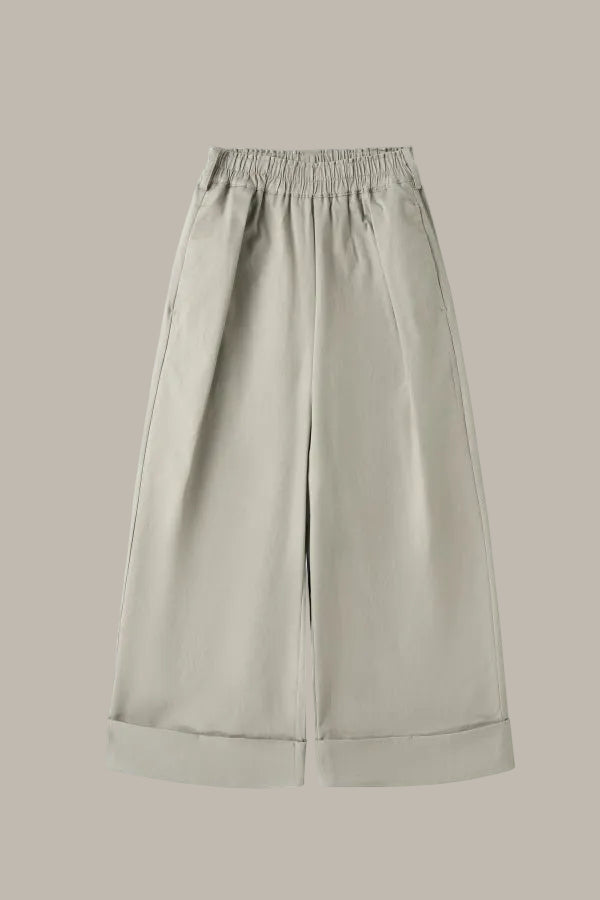 SELINA-Twill Cotton wide leg trousers
