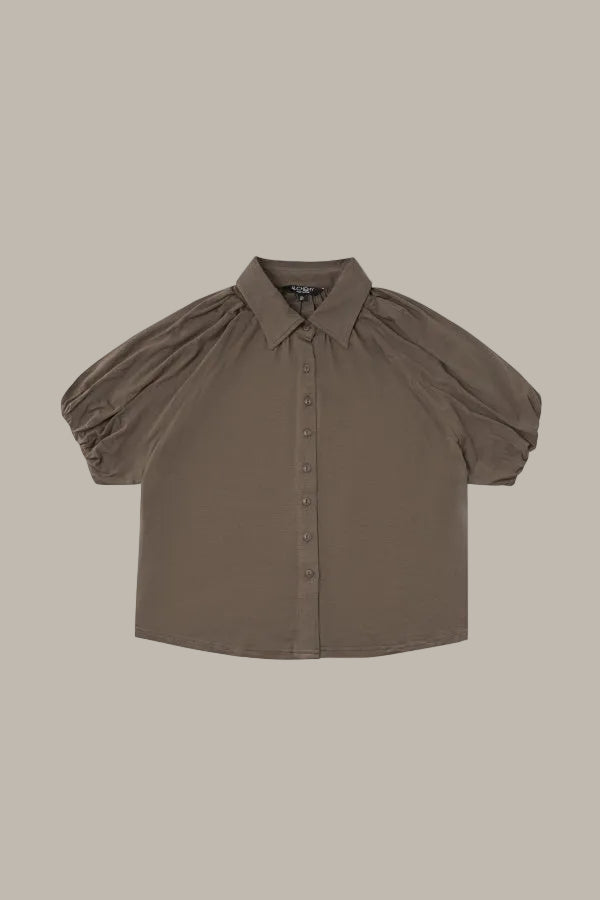 JULIETTE-Tencel Jersey collared short sleeve shirt