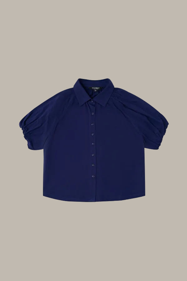 JULIETTE-Tencel Jersey collared short sleeve shirt