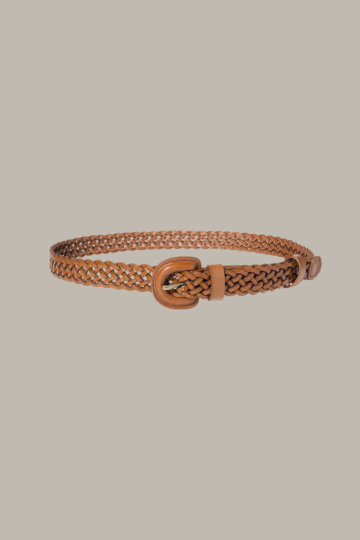BIANCA-Leather skinny woven belt