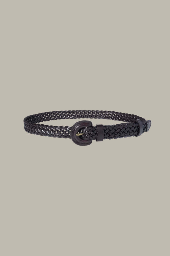 BIANCA-Leather skinny woven belt