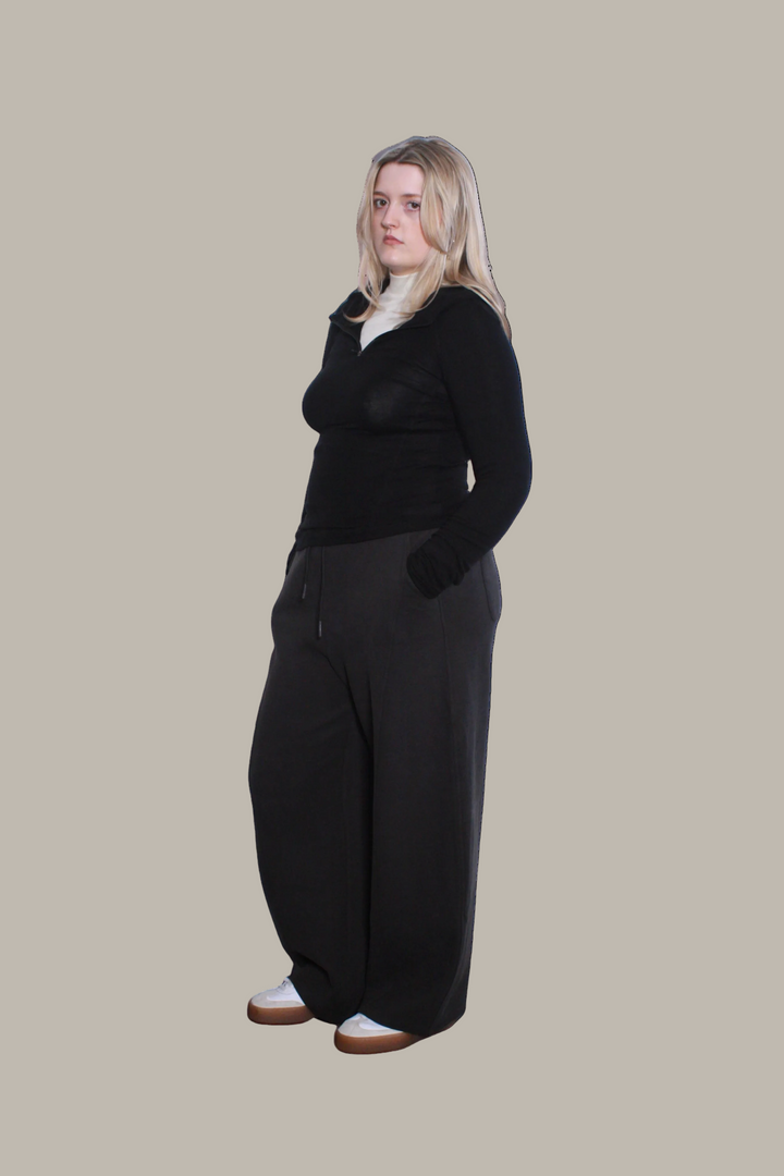 LUCY-Viscose/Cotton blend quarter-zip hoodie