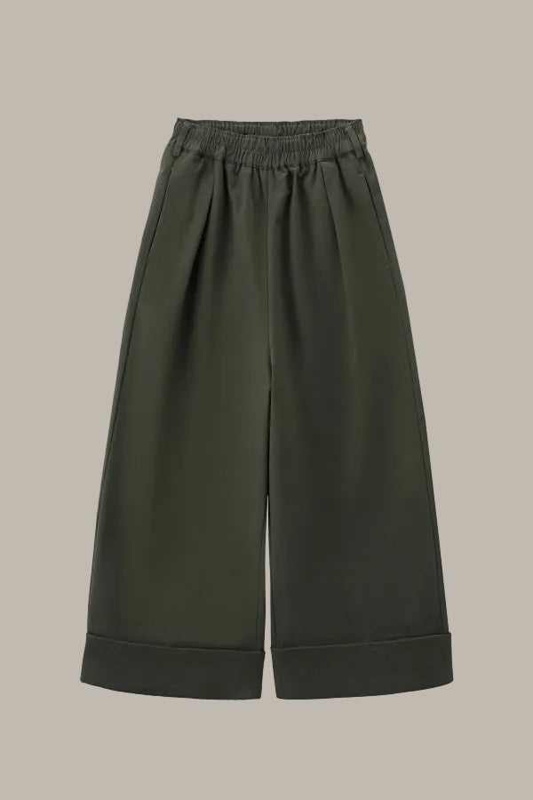 SELINA-Twill Cotton wide leg trousers