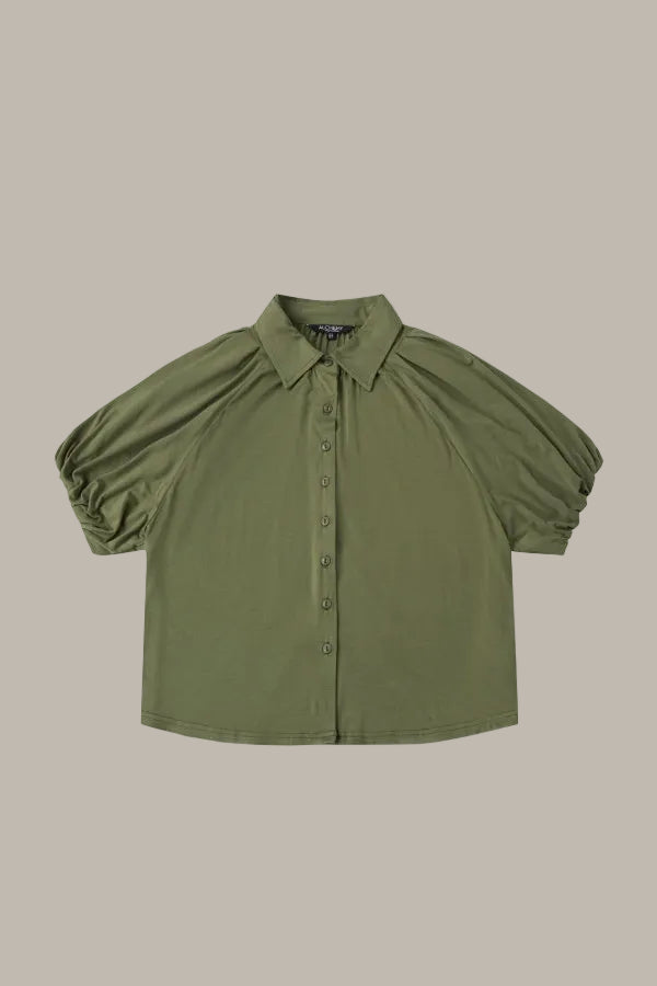 JULIETTE-Tencel Jersey collared short sleeve shirt