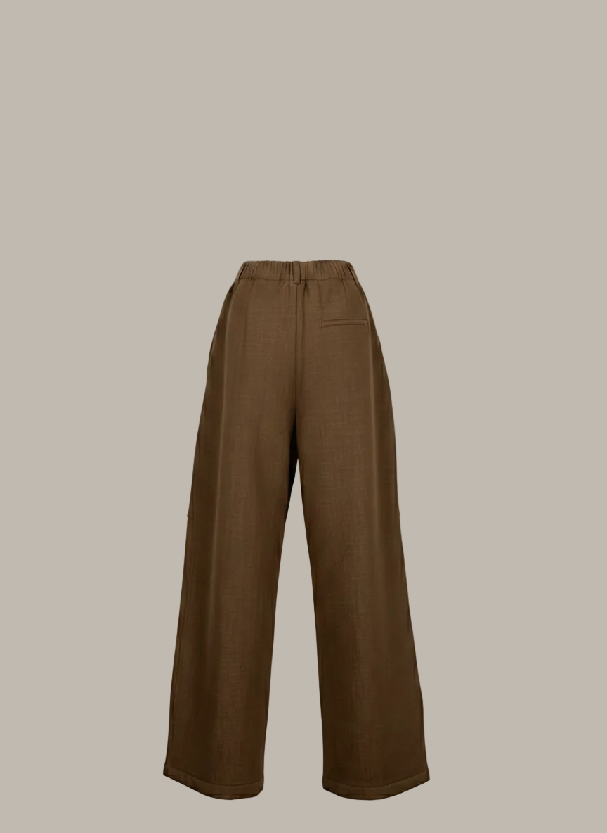 ABIGAIL-Cotton mix barrel leg trousers