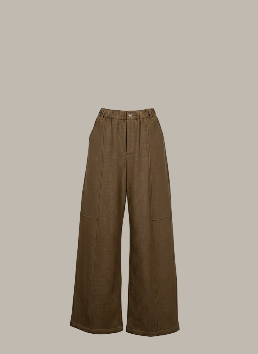 ABIGAIL-Cotton mix barrel leg trousers