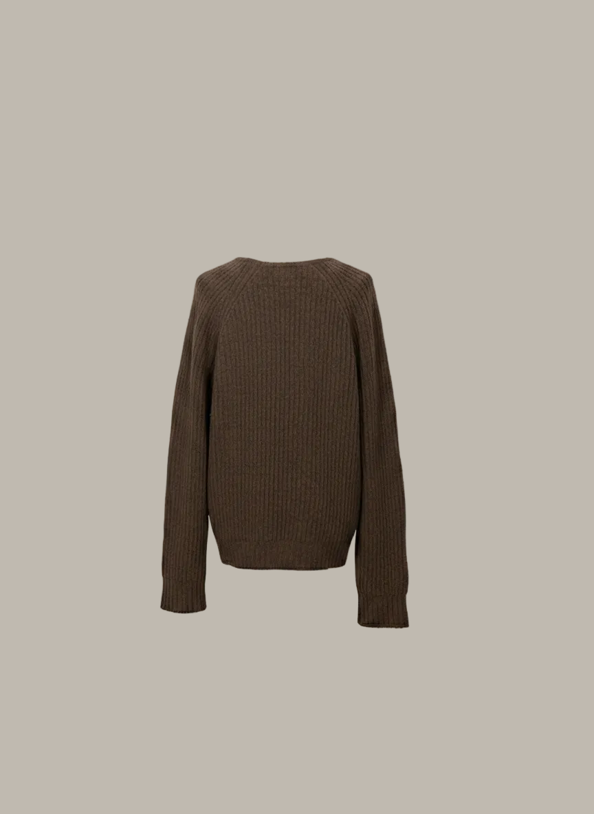 ALBY-Cotton mix soft ribbed knit jumper