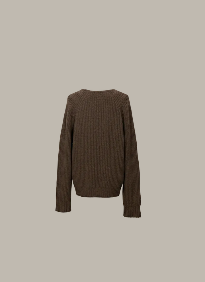 ALBY-Cotton mix soft ribbed knit jumper