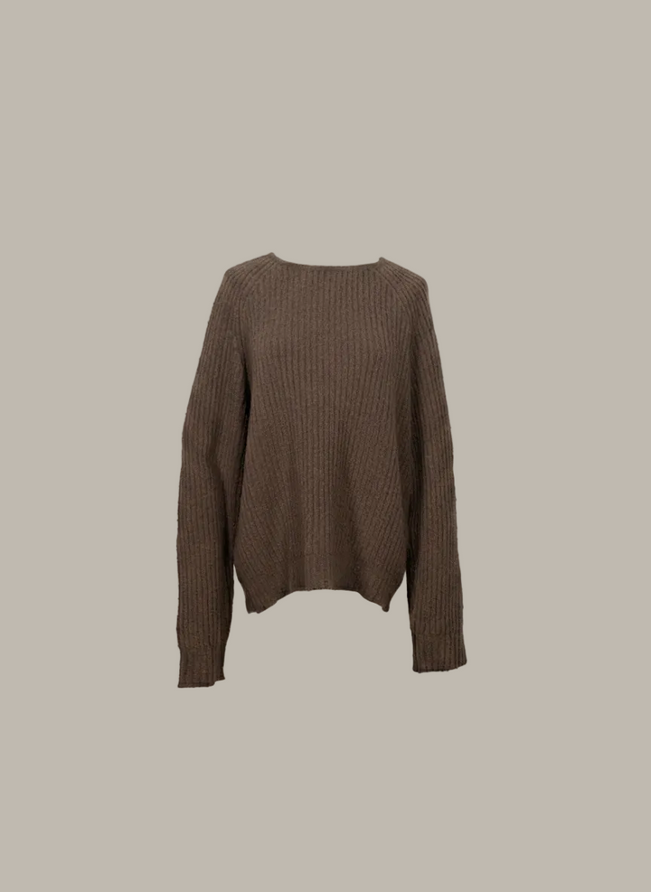 ALBY-Cotton mix soft ribbed knit jumper