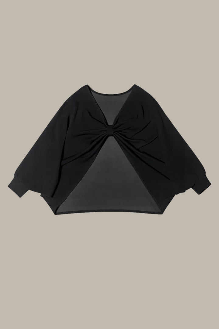BRIONY-Tencel jersey reversible knot cape jumper