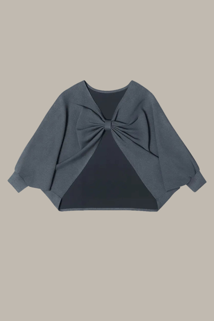 BRIONY-Tencel jersey reversible knot cape jumper