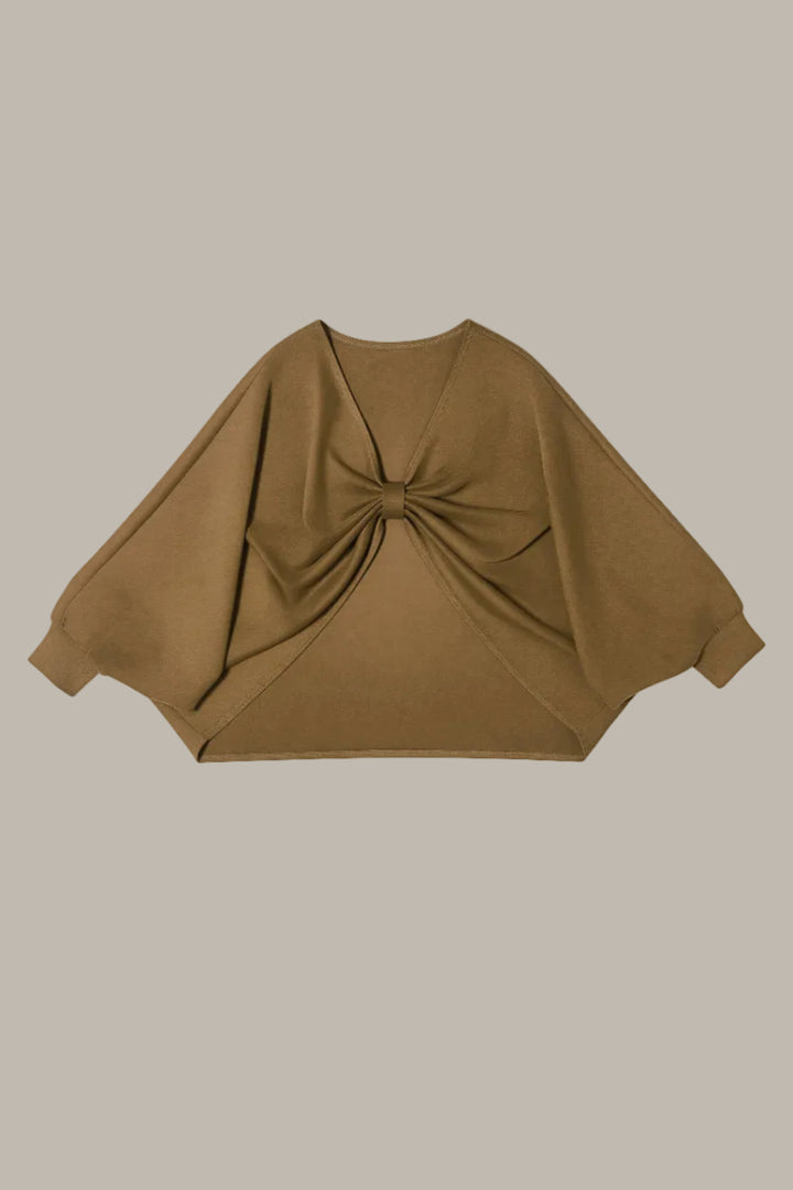 BRIONY-Tencel jersey reversible knot cape jumper