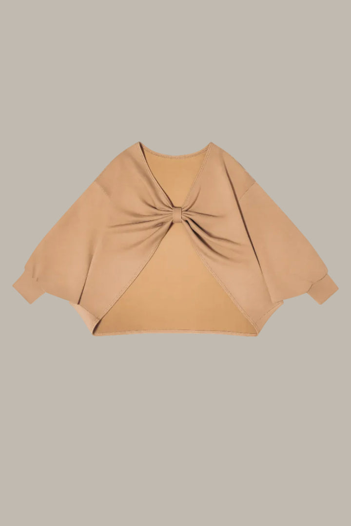 BRIONY-Tencel jersey reversible knot cape jumper