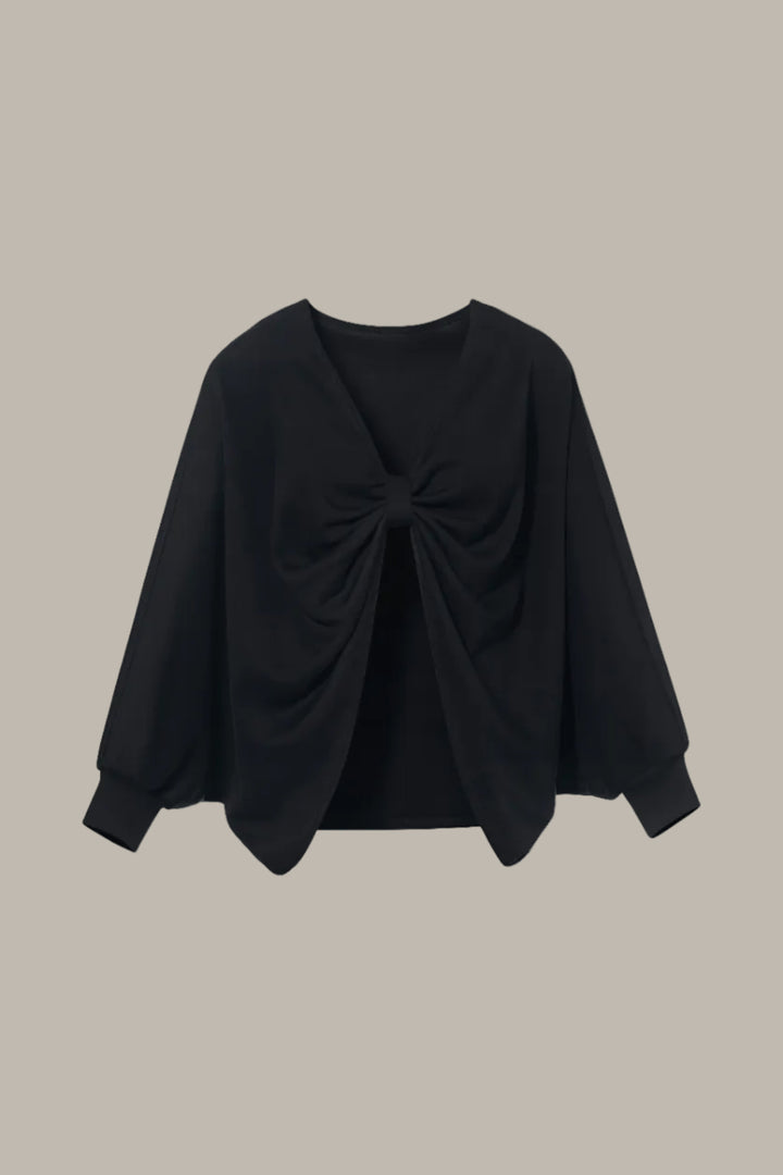 BRIONY-Tencel jersey reversible knot cape jumper