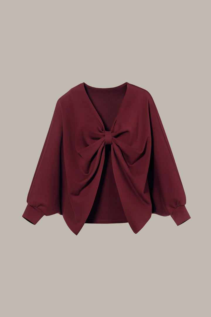 BRIONY-Tencel jersey reversible knot cape jumper