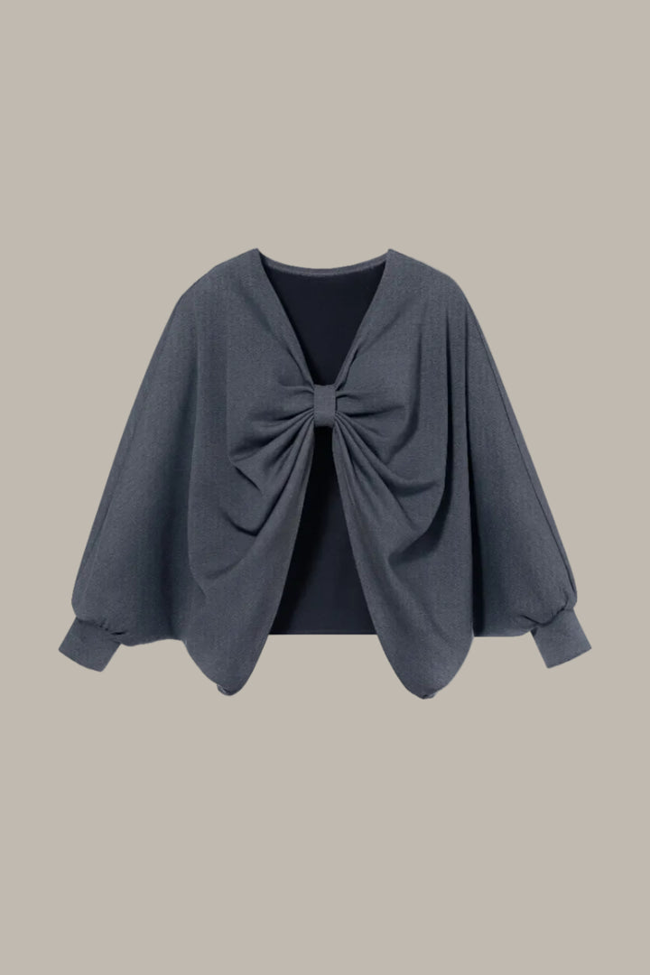 BRIONY-Tencel jersey reversible knot cape jumper