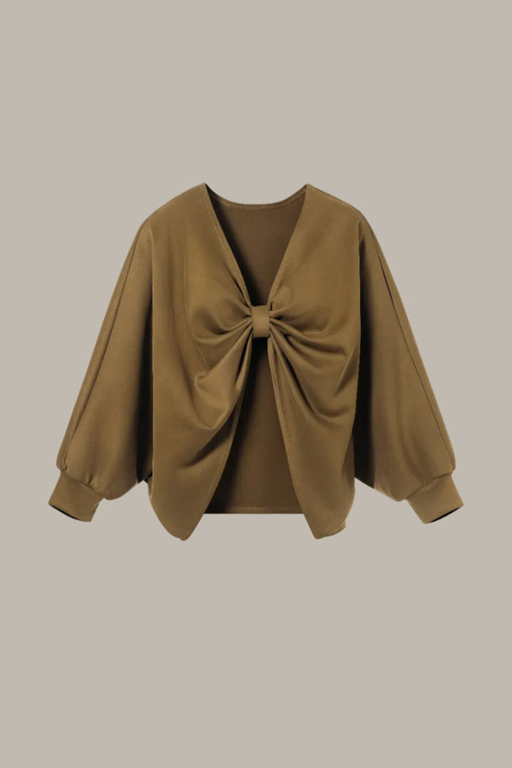 BRIONY-Tencel jersey reversible knot cape jumper