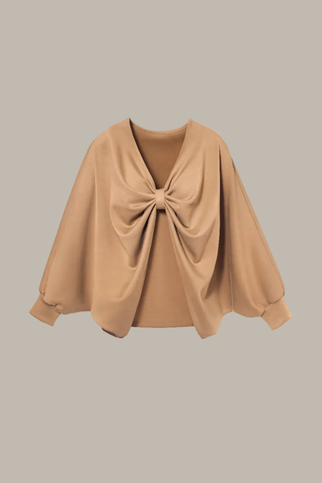 BRIONY-Tencel jersey reversible knot cape jumper