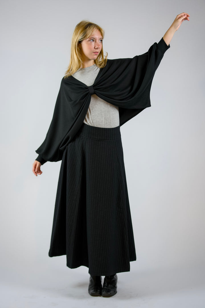 BRIONY-Tencel jersey reversible knot cape jumper