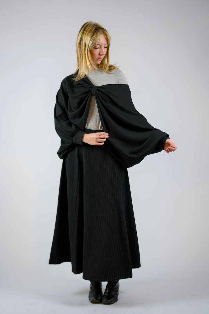 BRIONY-Tencel jersey reversible knot cape jumper