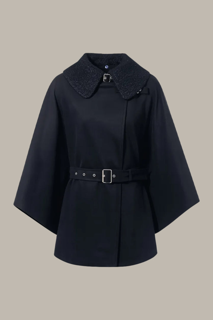 IRIS-Suedette cape coat with detachable collar