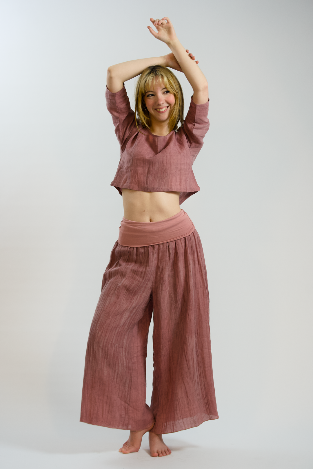 FRIDA-Crepe Ramie/Tencel wide leg trouser