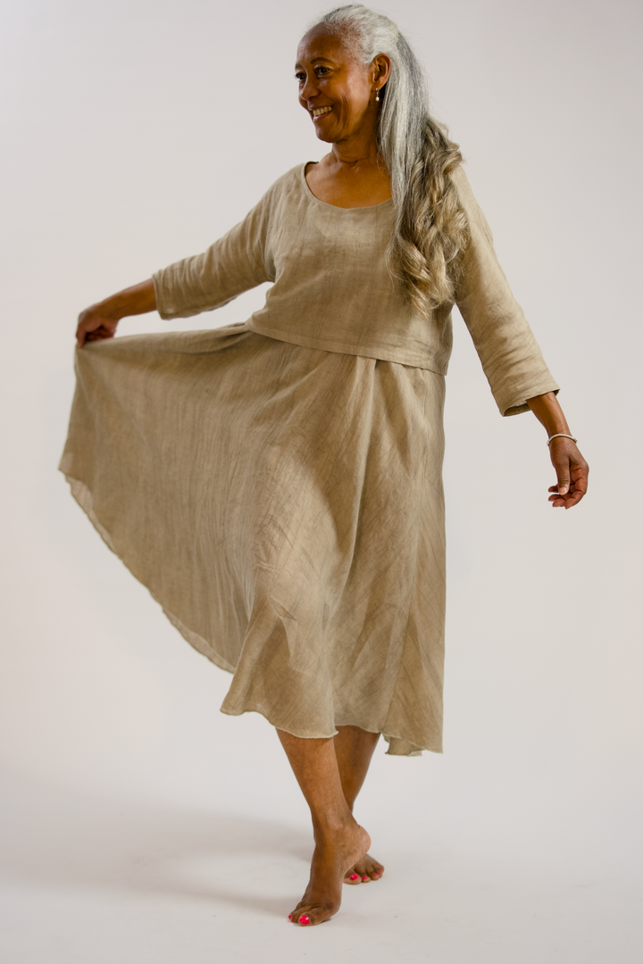 GERALDINE-Crepe Ramie/Tencel two-piece dress