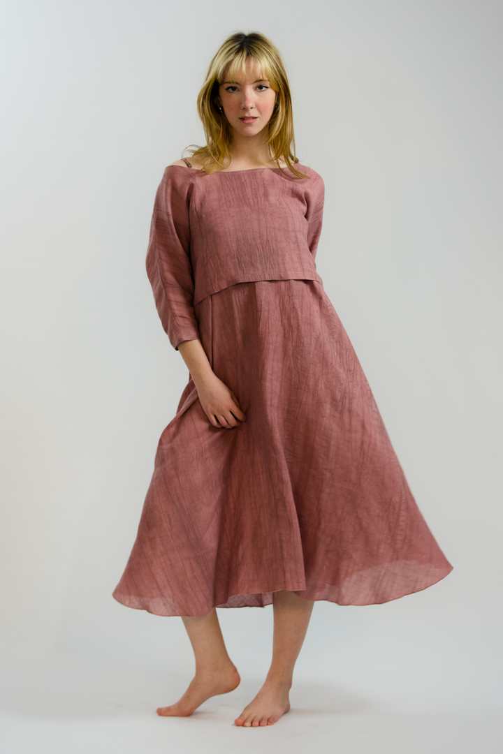 GERALDINE-Crepe Ramie/Tencel two-piece dress