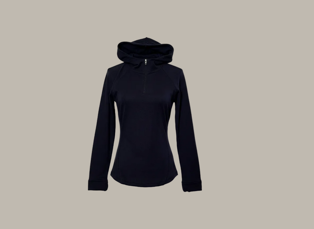 LUCY-Viscose/Cotton blend quarter-zip hoodie