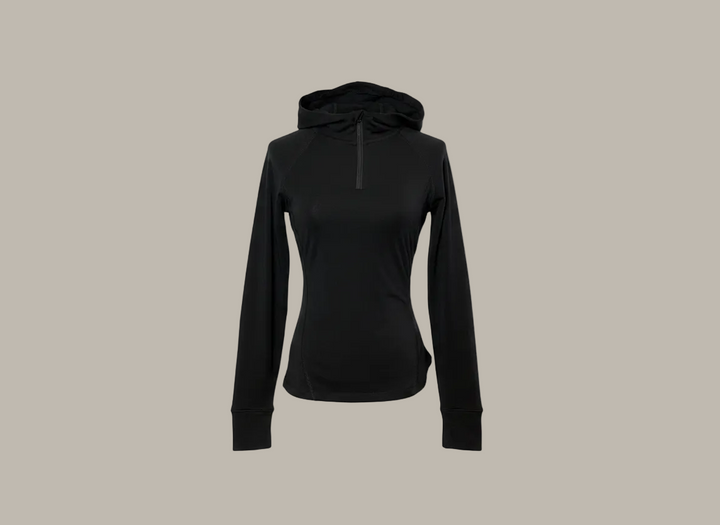 LUCY-Viscose/Cotton blend quarter-zip hoodie