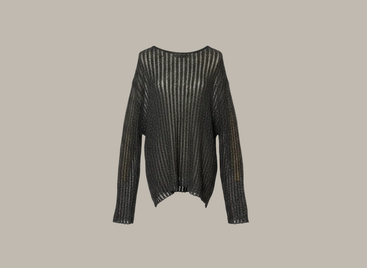 REENE-Fine ladder knit jumper with belt/scarf