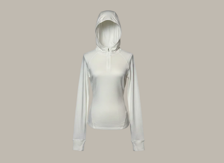 LUCY-Viscose/Cotton blend quarter-zip hoodie