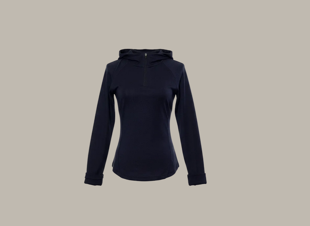 LUCY-Viscose/Cotton blend quarter-zip hoodie