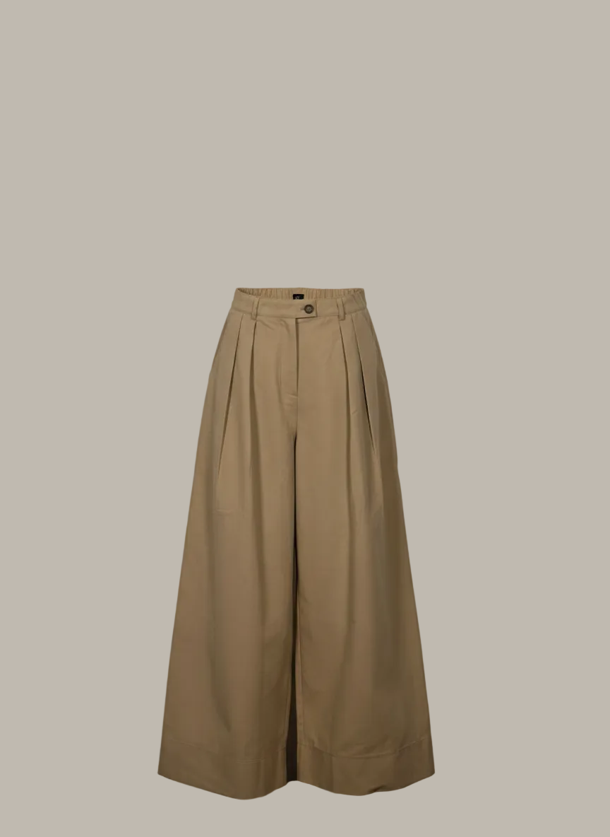 KRISSY-Cotton/Tencel blend wide leg chinos