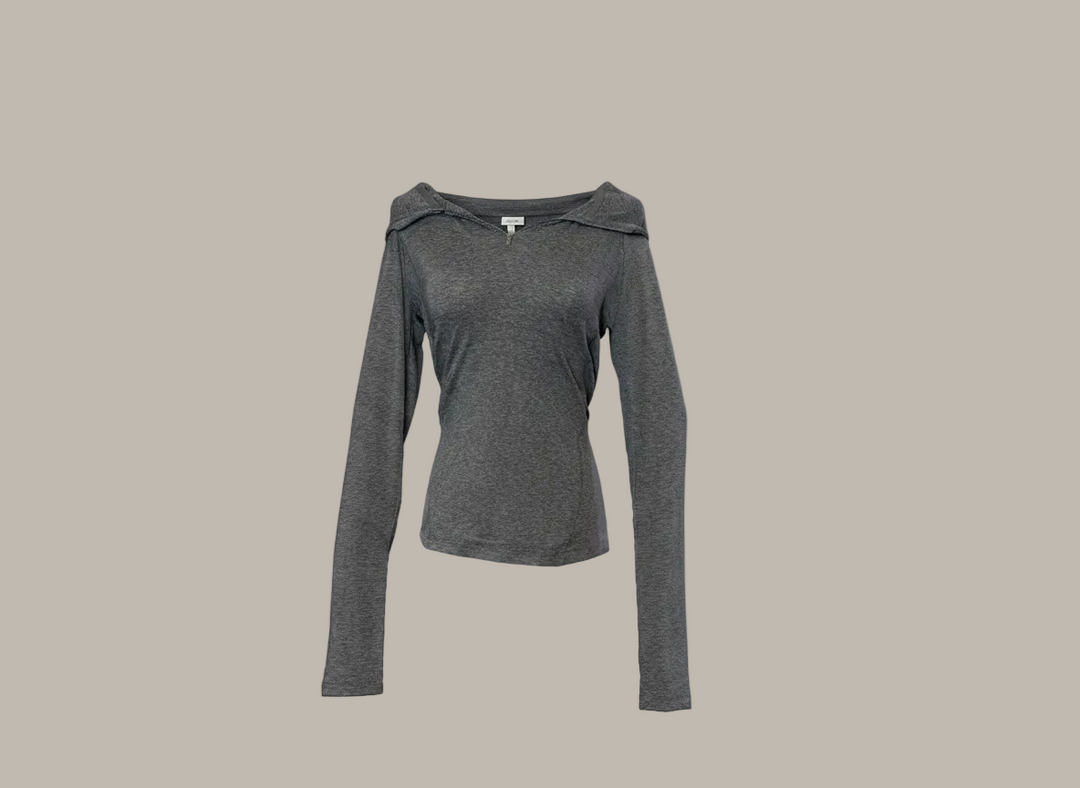 LUCY-Viscose/Cotton blend quarter-zip hoodie