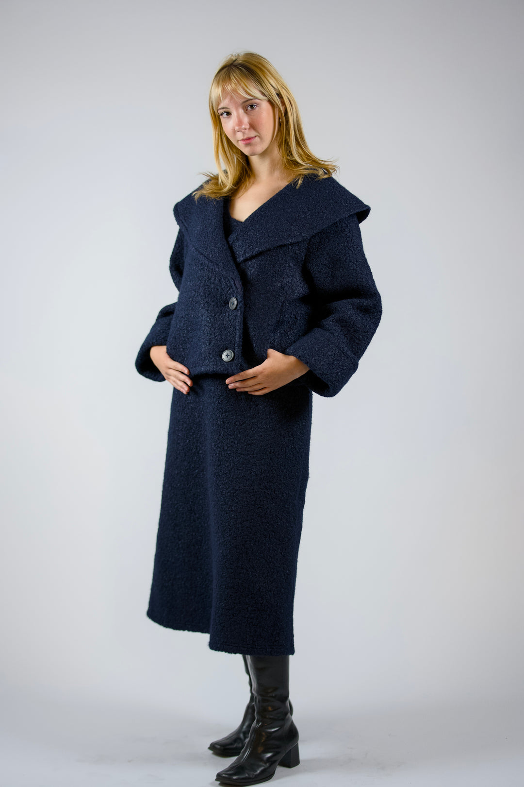 KRISTIN-Boucle shift midi dress