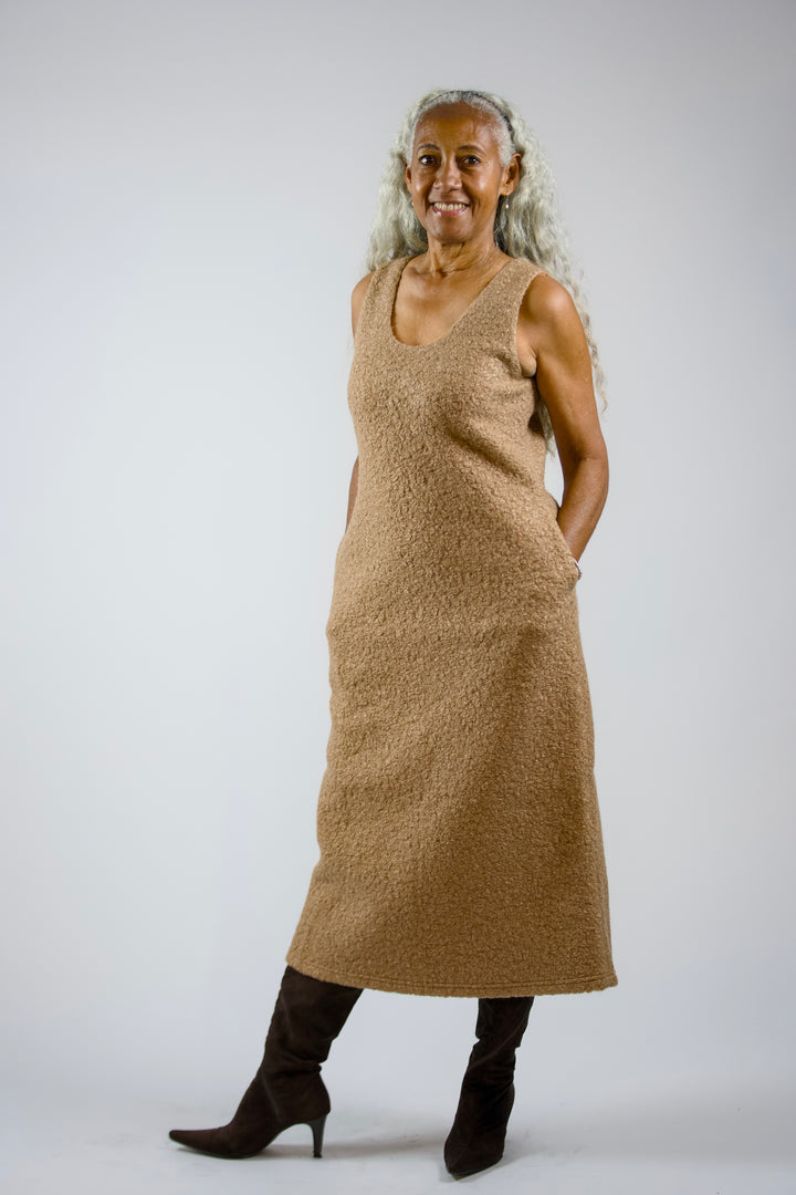 KRISTIN-Boucle shift midi dress