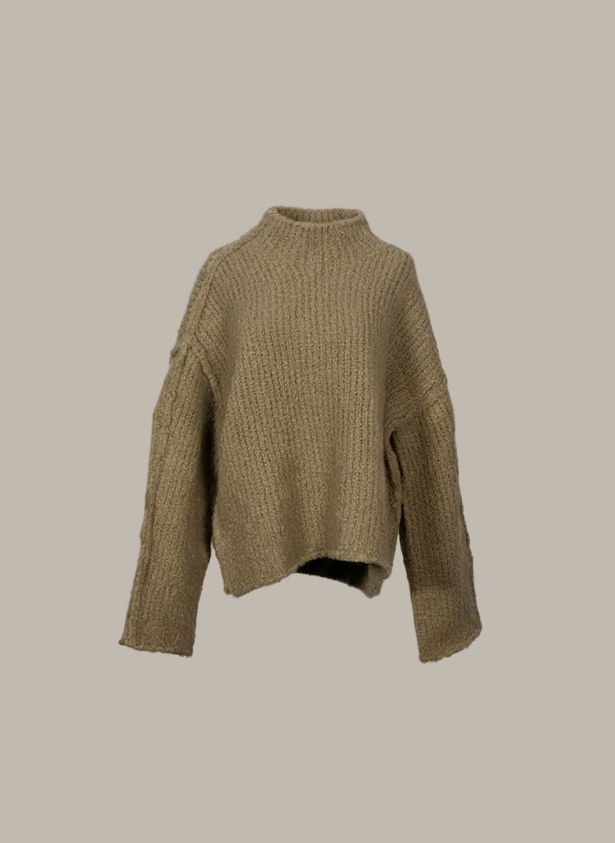 LYLA-Wool mix boucle knit mock neck jumper
